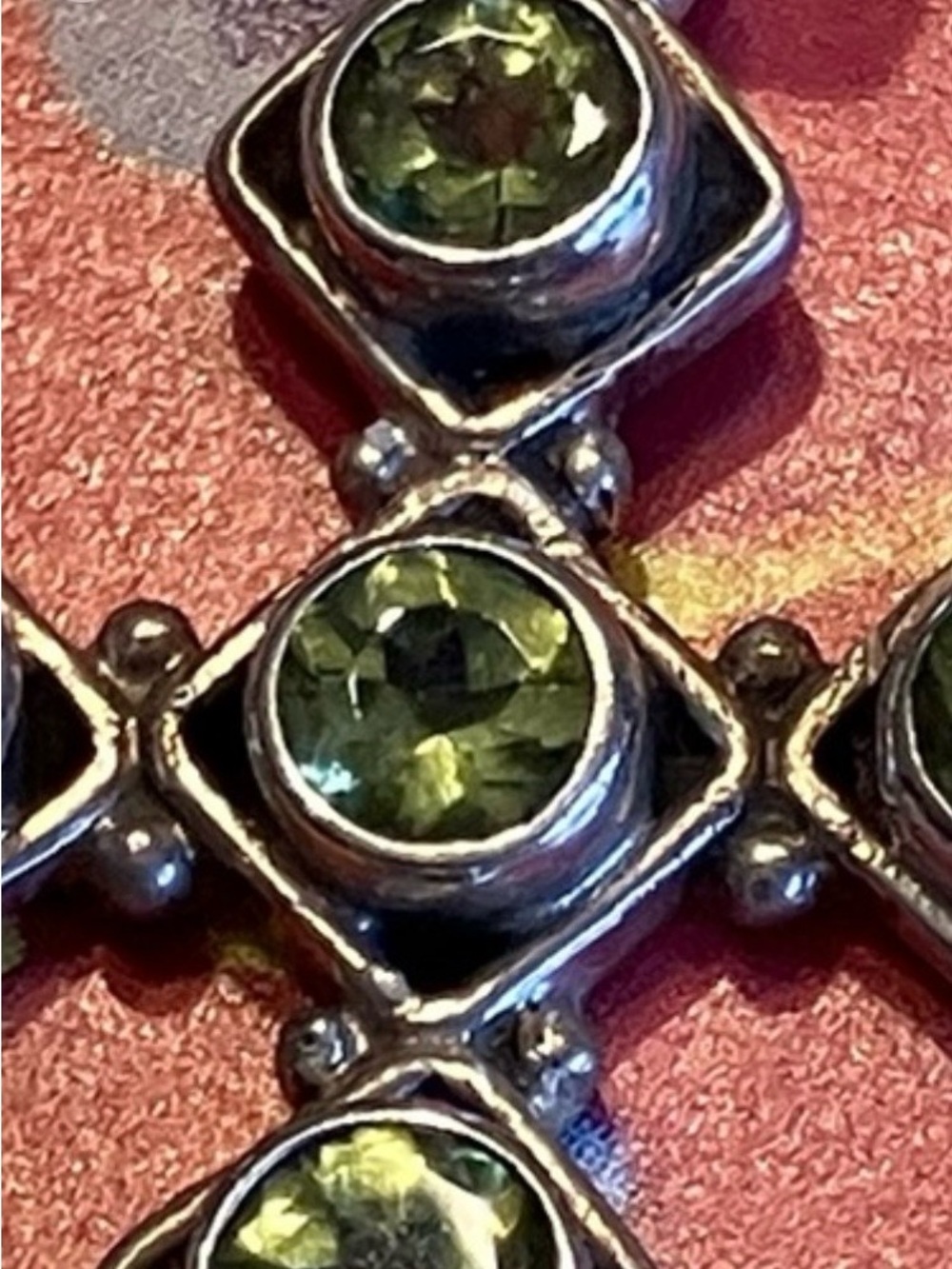 STERLING SILVER PENDANT PERIDOT STONES TESTED